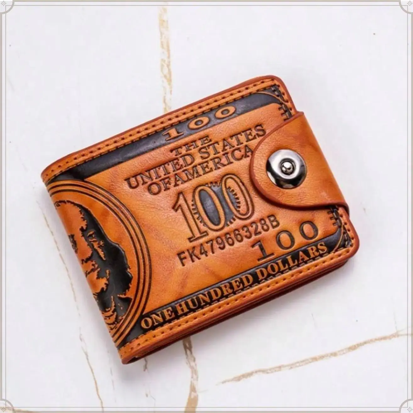 Men's Chic 100 Dollar Bill Print Foldable Billfold Wallet - Polyester & Cow Hide, Magnetic Buckle, Creative US Money Pattern Purse for Daily Use, Holiday Gift Giving, Lightweight, Mens Wallet, Wallets