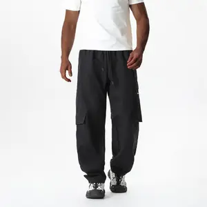 ens Oversized Draped Wrinkle Resistant Utility Cargo Trousers Four Classic Solid Tone Range Three Dimensional Double Layer Side Pockets Spacious Relaxed Hip Thigh Tailoring Reinforced Pocket Edge Stitching Matte Silky Thin Woven Material