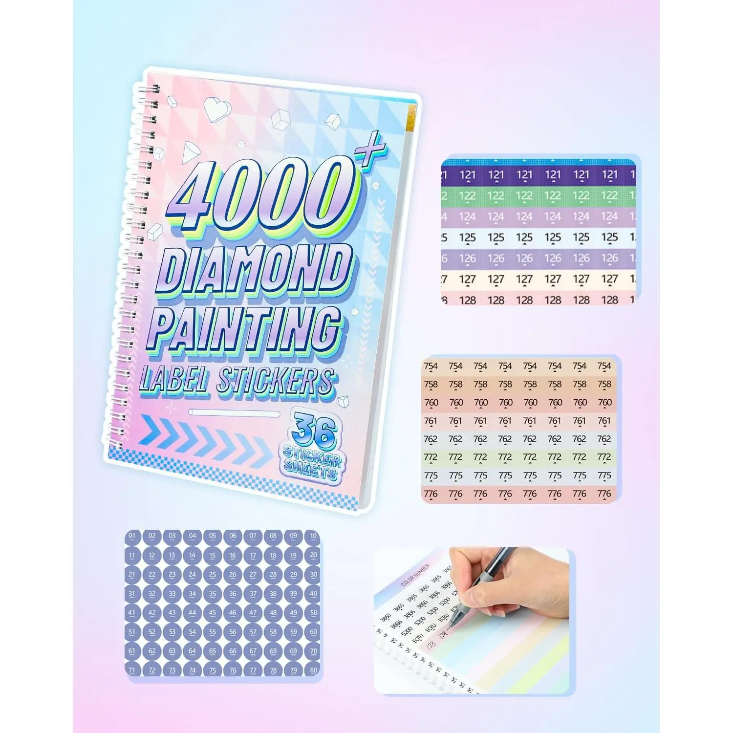 Diamond Art Stickers & Diamond Painting Labels (4000+ Pieces, 36 Sheets) - Storage & Organization Tools, Craft Accessories for Craft Enthusiasts (Home, Festive Supplies)