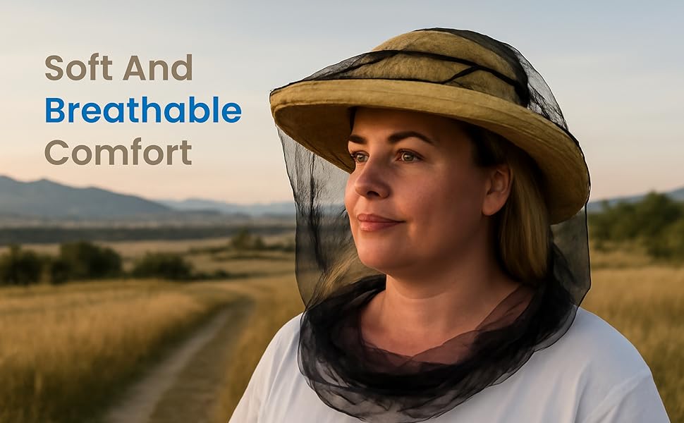 EVEN NATURALS Premium Mosquito Head Net - Ultra Large and Long, Extra Fine Holes, Mesh (39 * 26 * 25 inch)