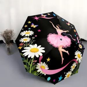 1PC Personalized Folding Umbrella Dancing Woman on Flowers Pattern Printed Umbrella is suitable as a birthday gift, all kinds of festivals, travel and gifts