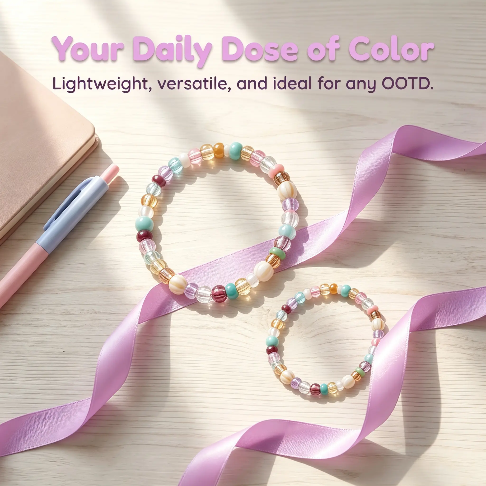Dainty Multicolor Rice Pearl Bracelet, Fresh Summer Accessory, Random Color Friendship Bracelet Gift