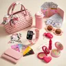 31PCS Princess Theme Soft Leather Play Purse for Little Girls - Role Playing Accessories, Pretend Makeup, Handbag, Toy Phone, Wristwatch, Silk Scarf, Water Bottle, Car Keys, Bank Cards - Birthday Gift for Ages 3-6+ (Develops Social Skills)
