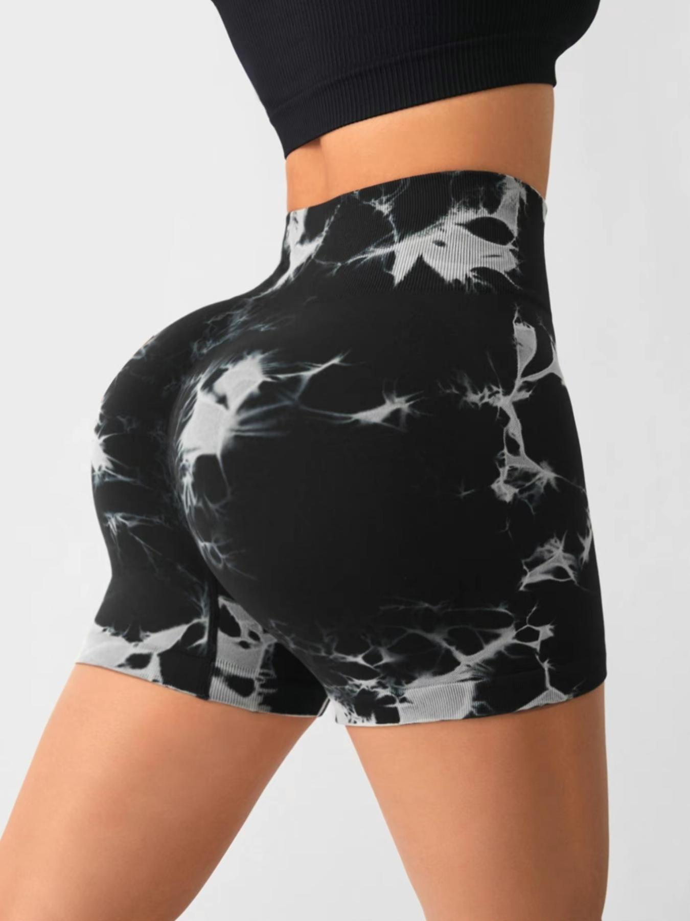 Women's Tie Dye Print High Waist Sports Shorts, Breathable Comfortable Skinny Athletic Shorts for Gym Workout Running, Ladies Sportswear Activewear for All Seasons, Athletic Bottoms