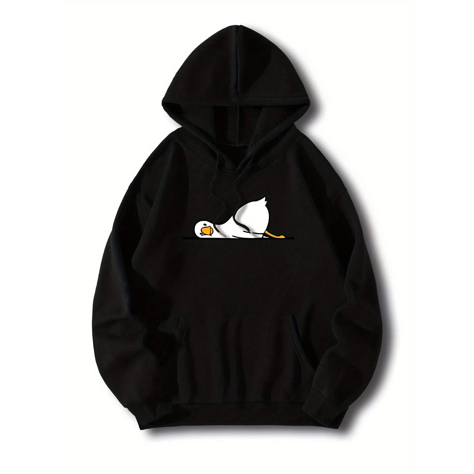 Hooded sweatshirt, casual, lying duck design