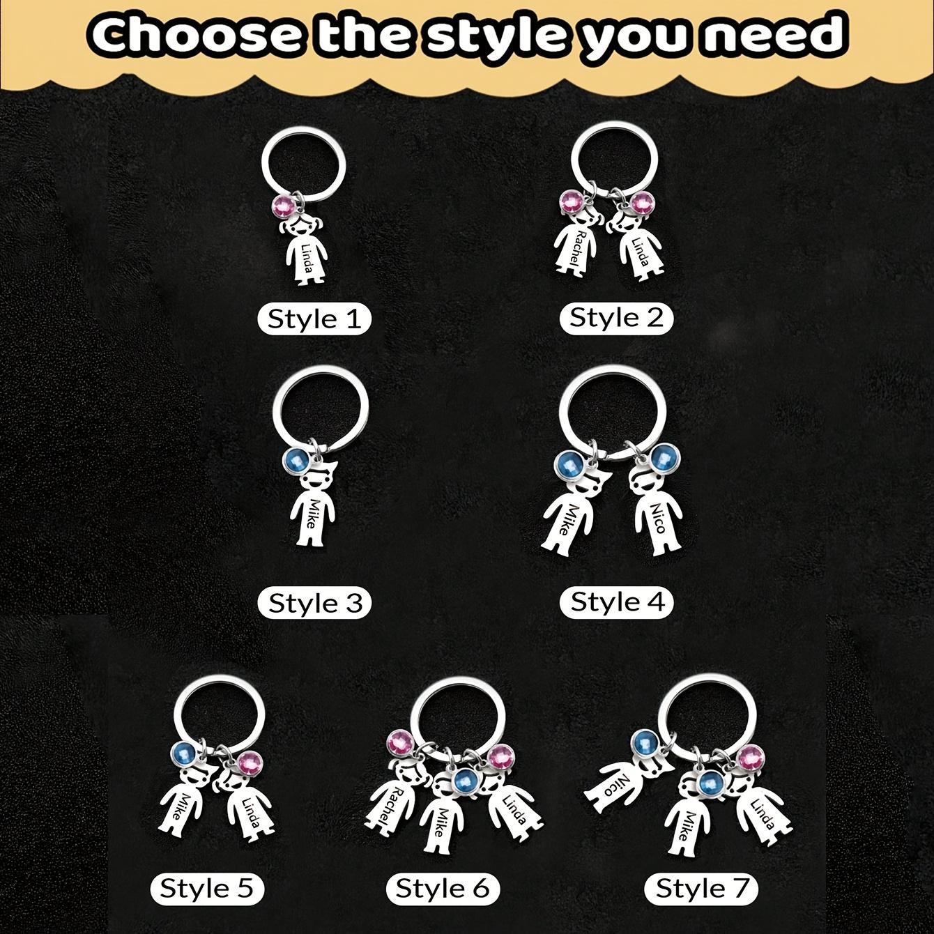 [Custom Keychain Gift] Personalized Birthstone Keychain 1pc| Custom Name, Stainless Steel, 1-5 Names| Family Gift for Men Women, Birthday, Christmas, Mother's Day, Father's Day, Daughter Son