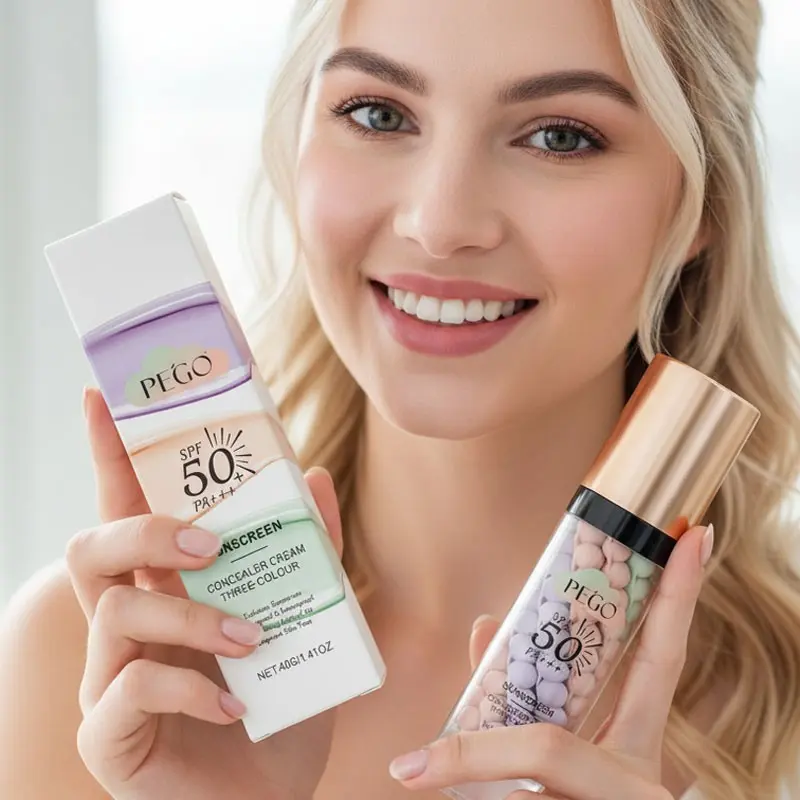 Spf50 Three-In-One Concealer Primer Makeup Base, Oil-Control Moisturizing, High Coverage, Natural Radiant Makeup, Perfect Gift for Her