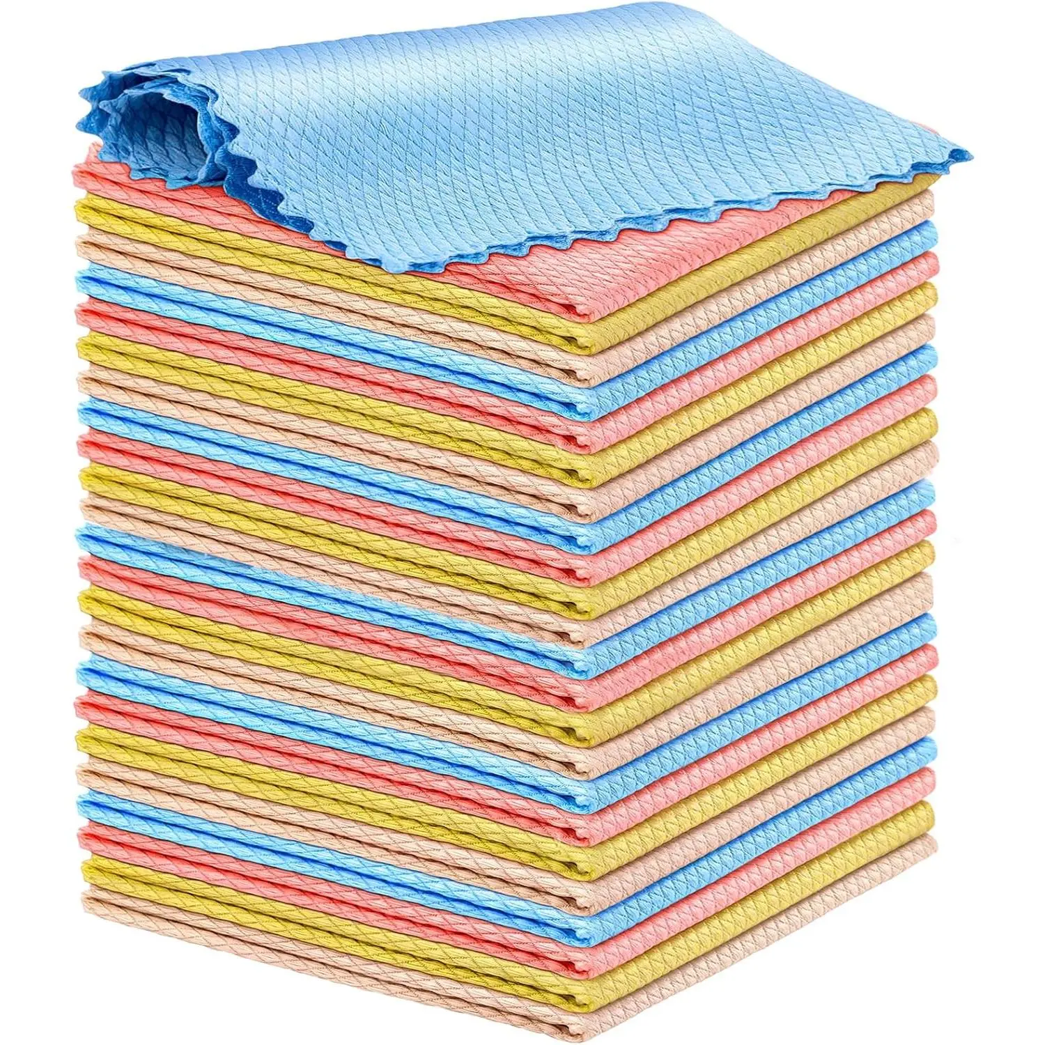 24 count Fish Scale Streak Free Miracle Cleaning Cloth Easy Clean Nanoscale, Microfiber Window Mirror Glass Cleaning Cloth, Lint Free Cloth  Glass Polishing Towel,