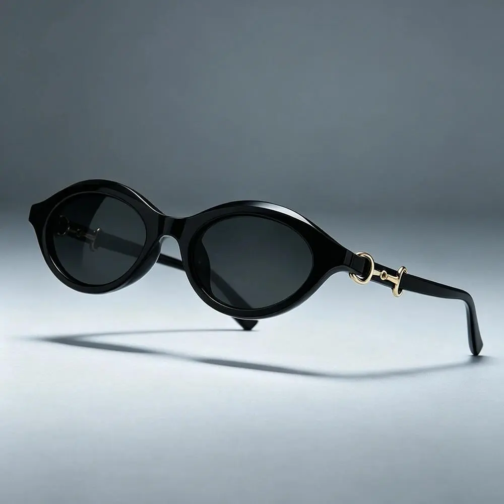 New Fashion Designer Brand Retro Oval Shape Women's Sunglasses Essential for Street Photography, Simple Lines