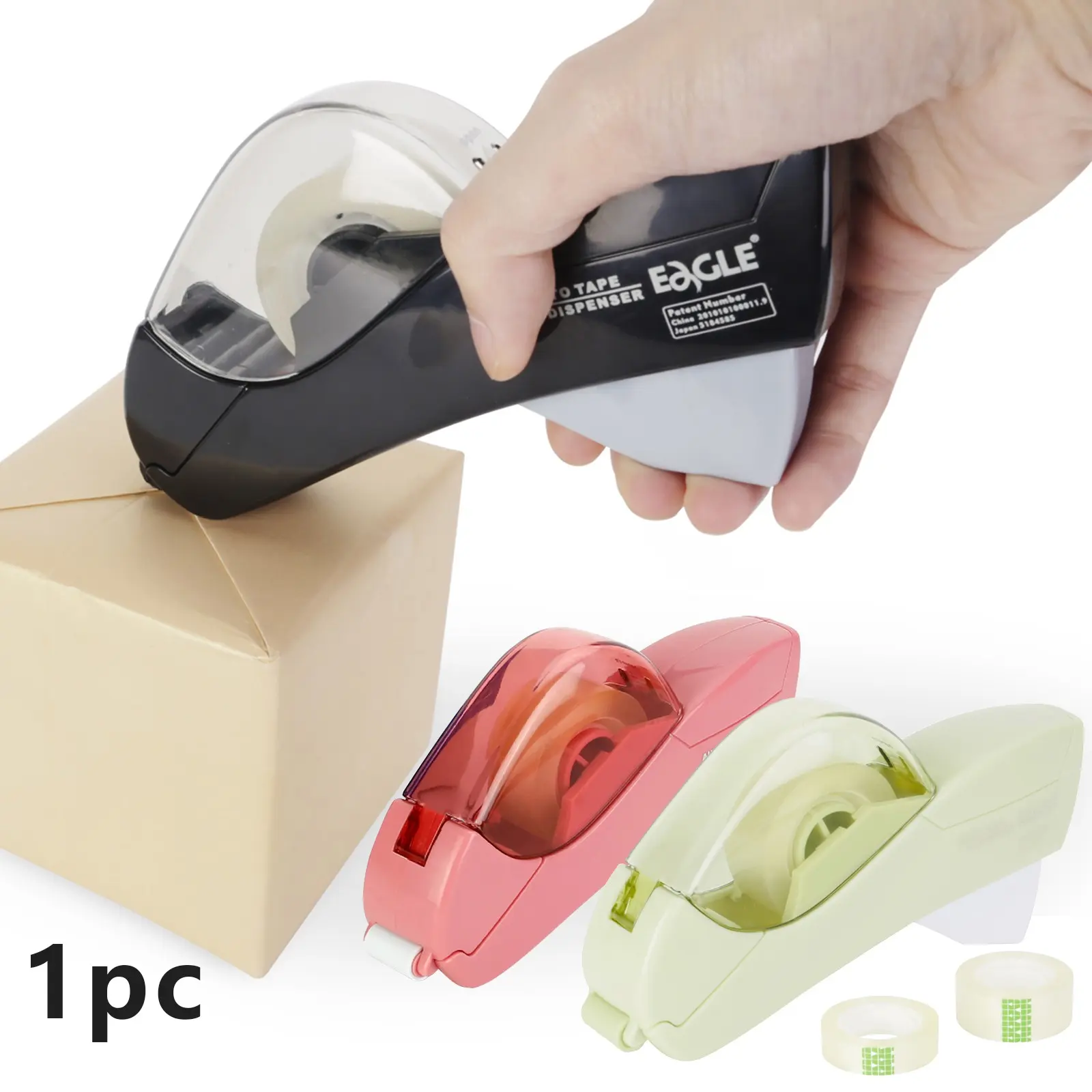 Handheld Tape Dispenser with 2 Rolls, Automatic Packaging Tape Machine, Gift Wrapping, Single Hand Operation, Abs Material, Suitable for 1/2, 3/4 Inch Tape