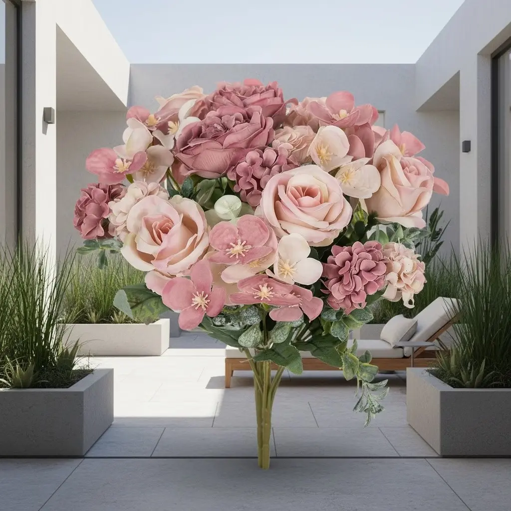2 Pcs Nordic Artificial Peony Hydrangea Flowers, UV Protection Real Touch, Indoor Outdoor Decor, Spring Summer Fall Wedding Party