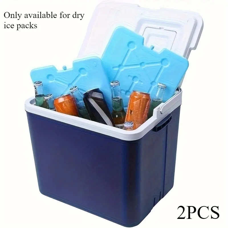 2-piece set of large dry ice packs for coolers - fast freezing, reusable, and durable with sturdy handles, essential for camping, picnicking, and outdoor activities