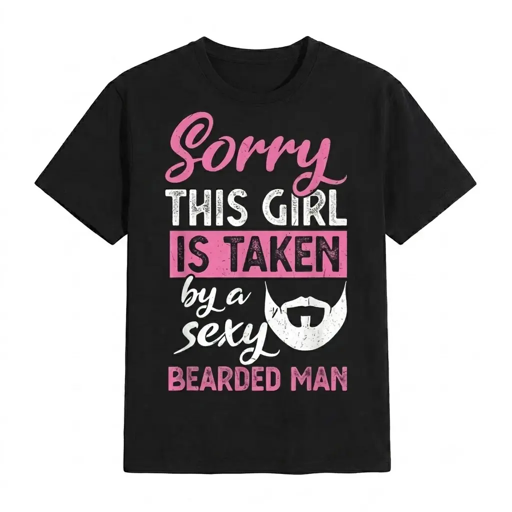 Sorry This Is Taken by a Sexy Bearded for Man T-Shirt - Funny Couples Graphic Tee, Heavyweight 180GSM Crewneck Shirt for Men & Women, Funny Marriage Humor Gift for Bearded Guys & - Casual CaUnisex 2026 Black T-Shirt