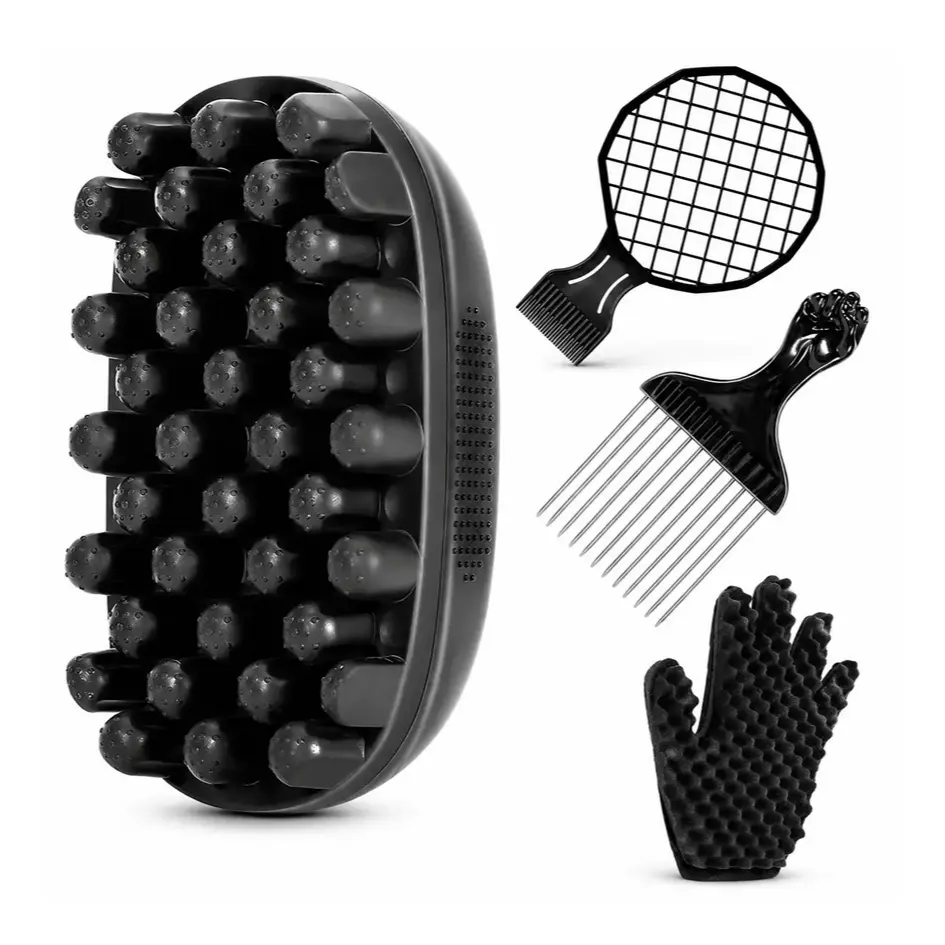 Hair Styling Set, Hair Dreadlock & Afro‑Curling Rubber Brush Kit, Washable Care Brush, Afro‑Perm Styling Tools and Combs