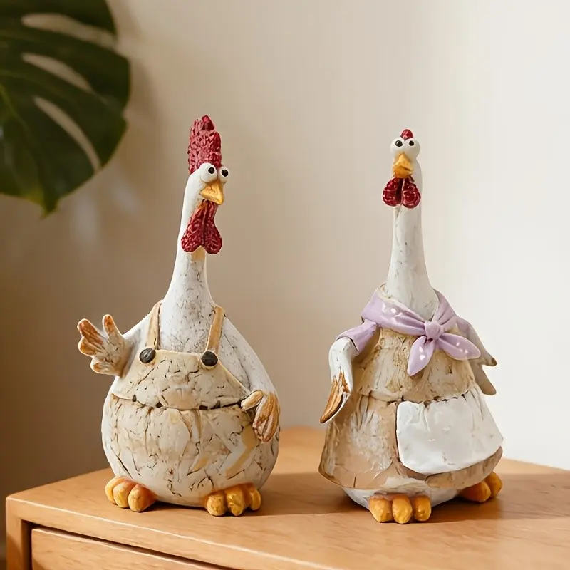 Charming American Country Style Resin Chicken Ornament, Decor Figurine Ornaments, Perfect for Desk, Bookshelf, Window Sill Decor, Ideal Gift for Animal Lovers