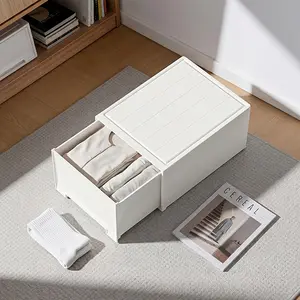 1 pc transparent stackable drawer storage box, multifunctional plastic storage box, large capacity storage cabinet, suitable for clothing, toys, snacks, books, miscellaneous items, home storage, and bed bottom storage