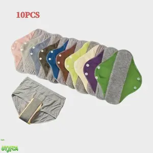Reusable Graphene Leak-Proof Incontinence Pads Set (4/6/10 Pack) Washable -Blend Fabric Liners Soft & Absorbent Protection for Women & Seniors Eco-Friendly Daily Care for Home, Travel & Overnight,Outdoor sports,Summervibes