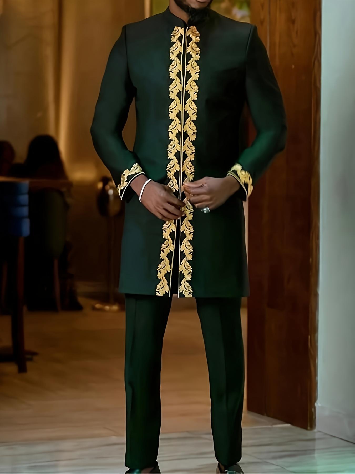 Men's Traditional Clothing Men's Set Two-Piece Set Long Sleeve Embroidery Luxury Set Men's Casual Holiday Clothing