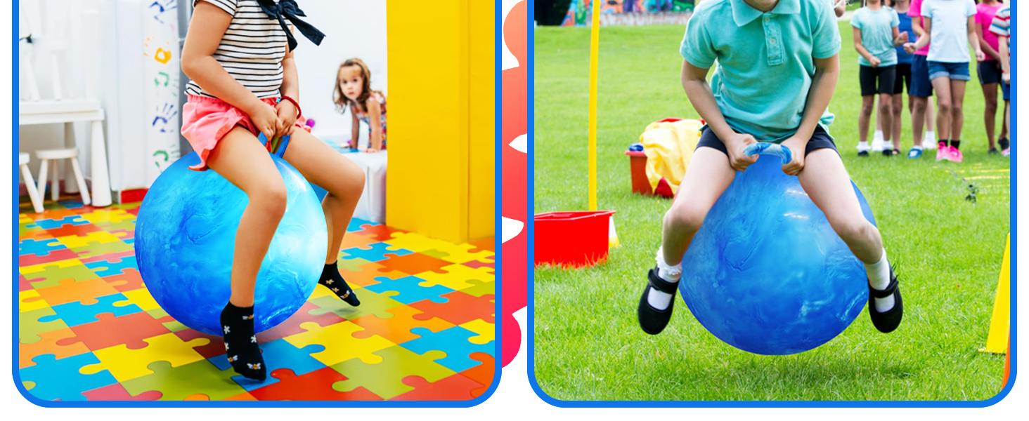 SUNDAY MIRTH Hopper Ball With Handle For Kids 20-inch (50cm) Bouncy Balls For Kids, Blue jumping ball for kids Kangaroo Hippity Hop Balls, Sit And Spin Bouncing Ball With Handle Bounce Ball For Kids With Hand Pump