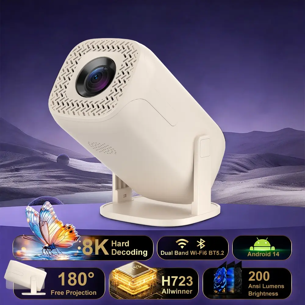 2026 New High-Definition Mini Portable Projector, Multi-Language System, Bluetooth-compatible Wireless Casting, Rich Wired Interfaces, Bedroom Movie Player