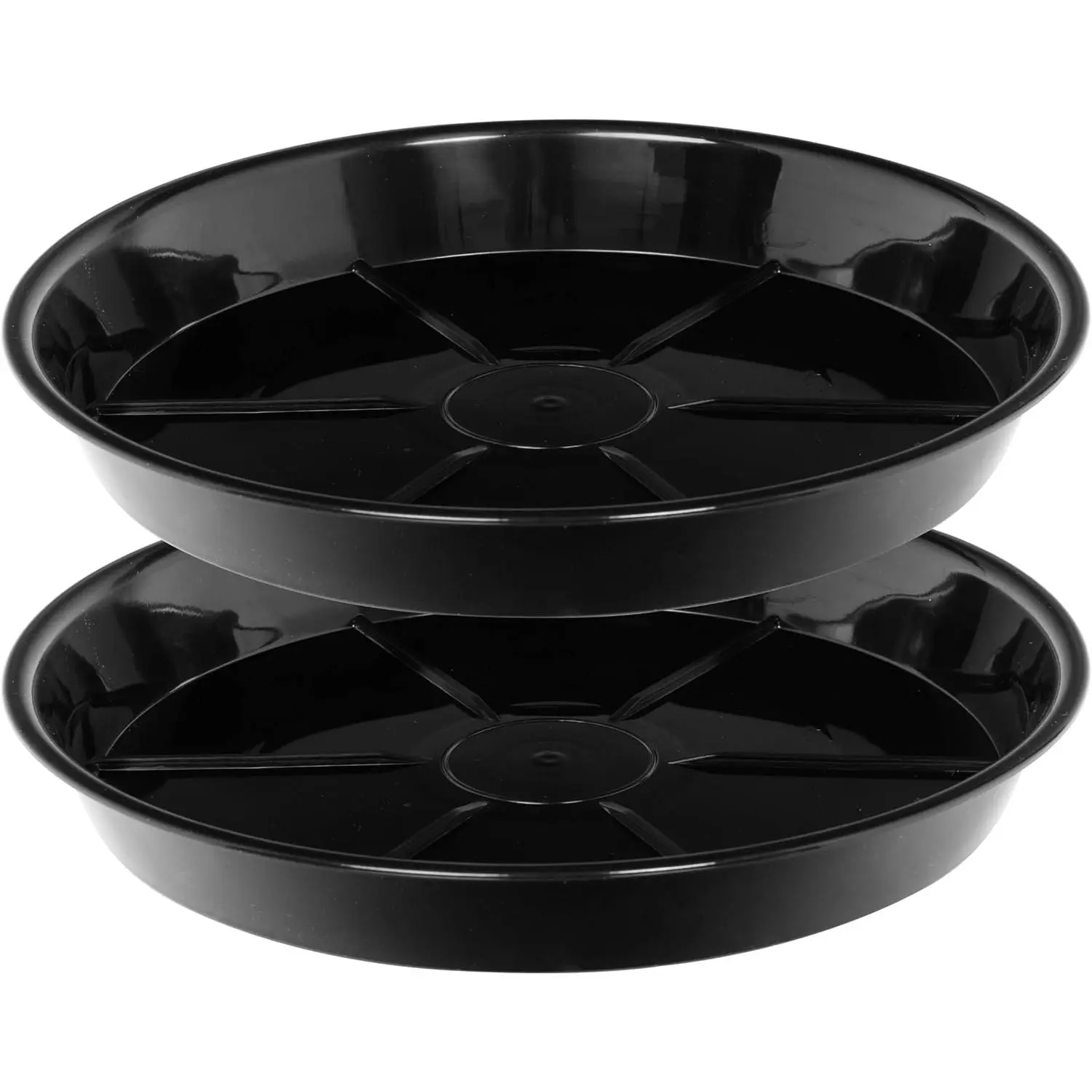 Large   14 Inch 2 Pack,  Trays for Pots Heavy Duty Round Plastic  Saucers for Indoors Outdoors, Flower Pot Drip Trays, Clear Black Flower  Pot ,  Pot Tray
