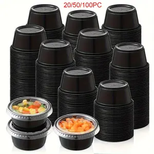 2oz Leak-Proof Plastic Condiment Cup with Lid, Sealed Dressing Container, Leakproof Container, Ideal for Lunch, Parties, Travel, Salad Dressing Holder, Leak Proof Containers