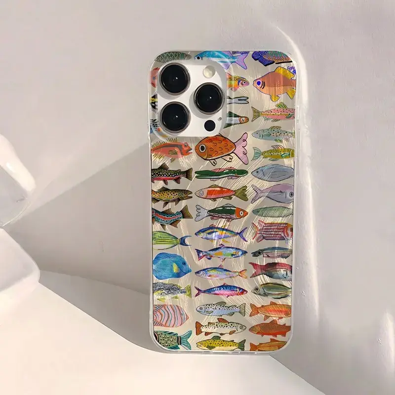 Colorful Fish Pattern TPU Cellphone Case - Soft Protective Shell, Decorative Smartphone Protector, Multi-Model Fit for iPhone 17,16 Pro,15,14,13,12,11 Pro Max, Fits iOS, Ideal Gift for Friends