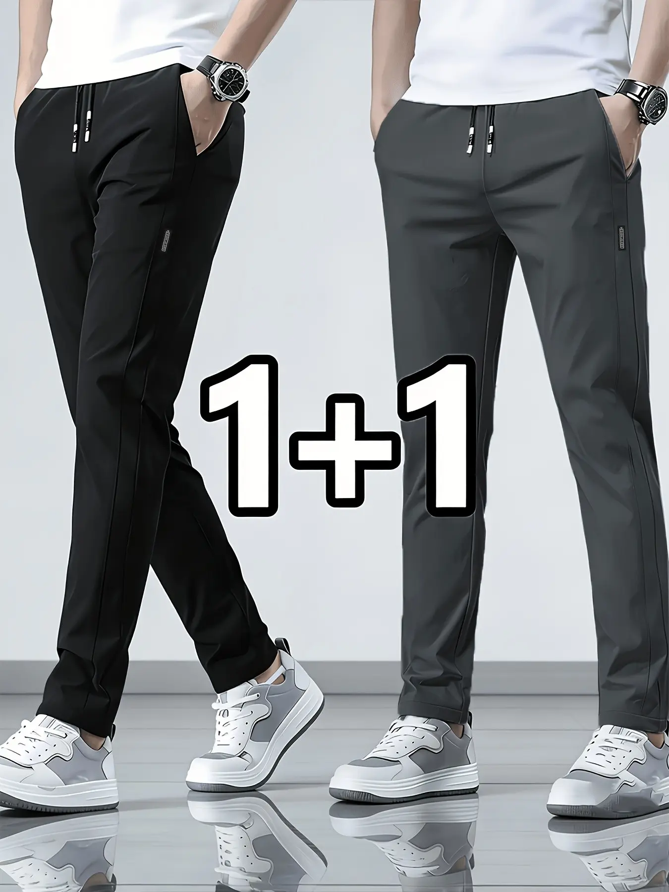 Men's Golf Pants, Lightweight Sport Long Pants, Versatile Athletic Trousers, Drawstring Waist, Pockets, Quick-Dry Fabric, Ideal for Golf, Running, Outdoor Activities