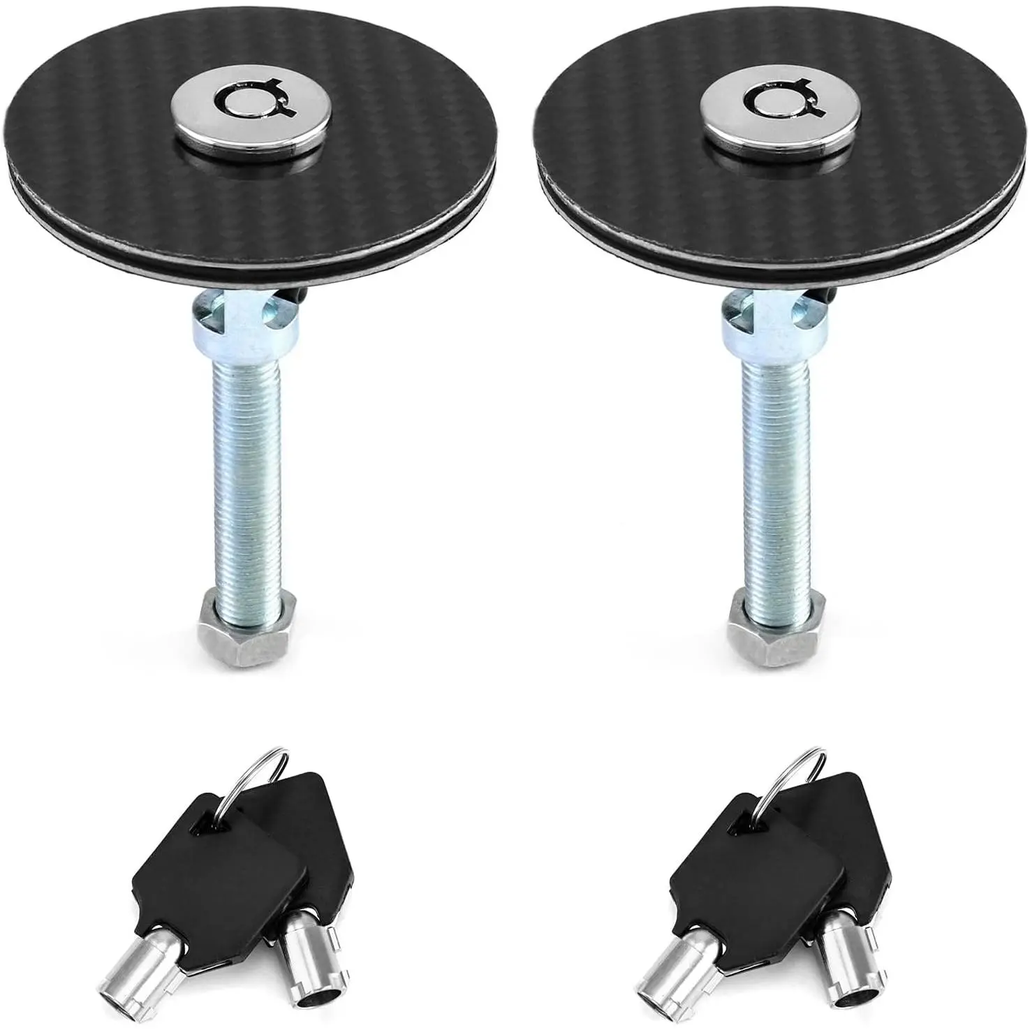 Car Hood Lock, 2 Piece Universal Bonnet Cover Key Pin Kit, Aluminum Alloy Engine Hood Pins Clip Kit, Black