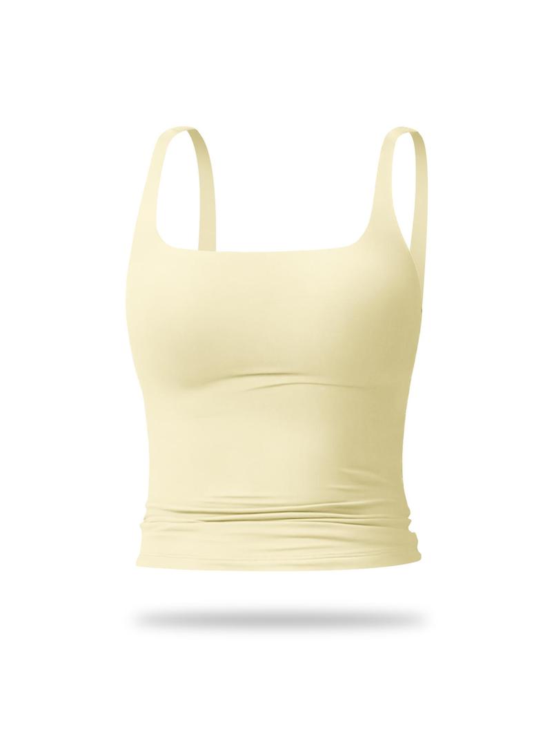 Women's Solid Color Sports Tank Top, Casual Comfy Breathable Sleeveless Workout Top for Yoga Gym Workout Running, Ladies Sportswear for All Seasons, Athletic Yoga Tops