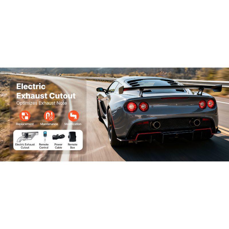 VEVOR Electric Exhaust Cutout, 2.5 Inch Universal Stainless Steel Exhaust Valve Kit with One Controller Remote Kit, Cut Out Valve, Y Pipe, Remote Control Box, Fits Trucks, Sedans, Sports Cars, SUVs