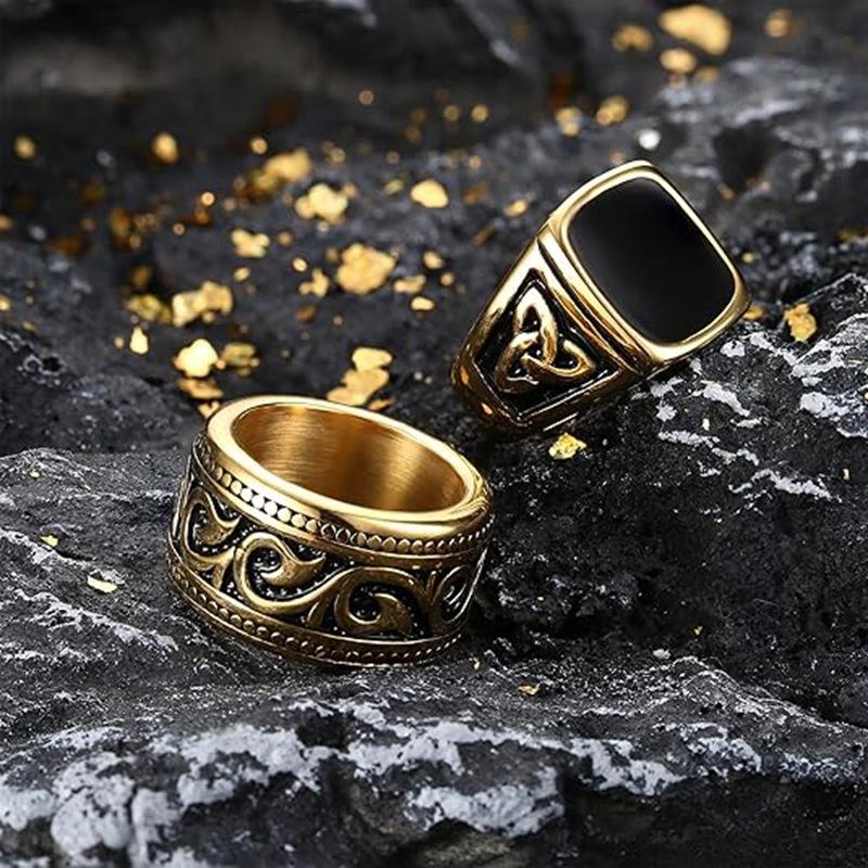Popular Celtic Triangle Knot Cast Titanium Steel Ring, European and American Men's Fashion Accessory, Personalized Ring