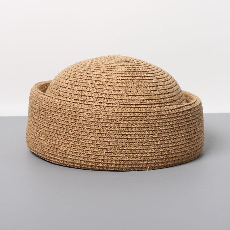 2026 New Summer Japanese Retro Artistic Painter Berets Pillbox Hat Woven Paper Straw Sun Hats Women Circle Concave Top Straw Hat