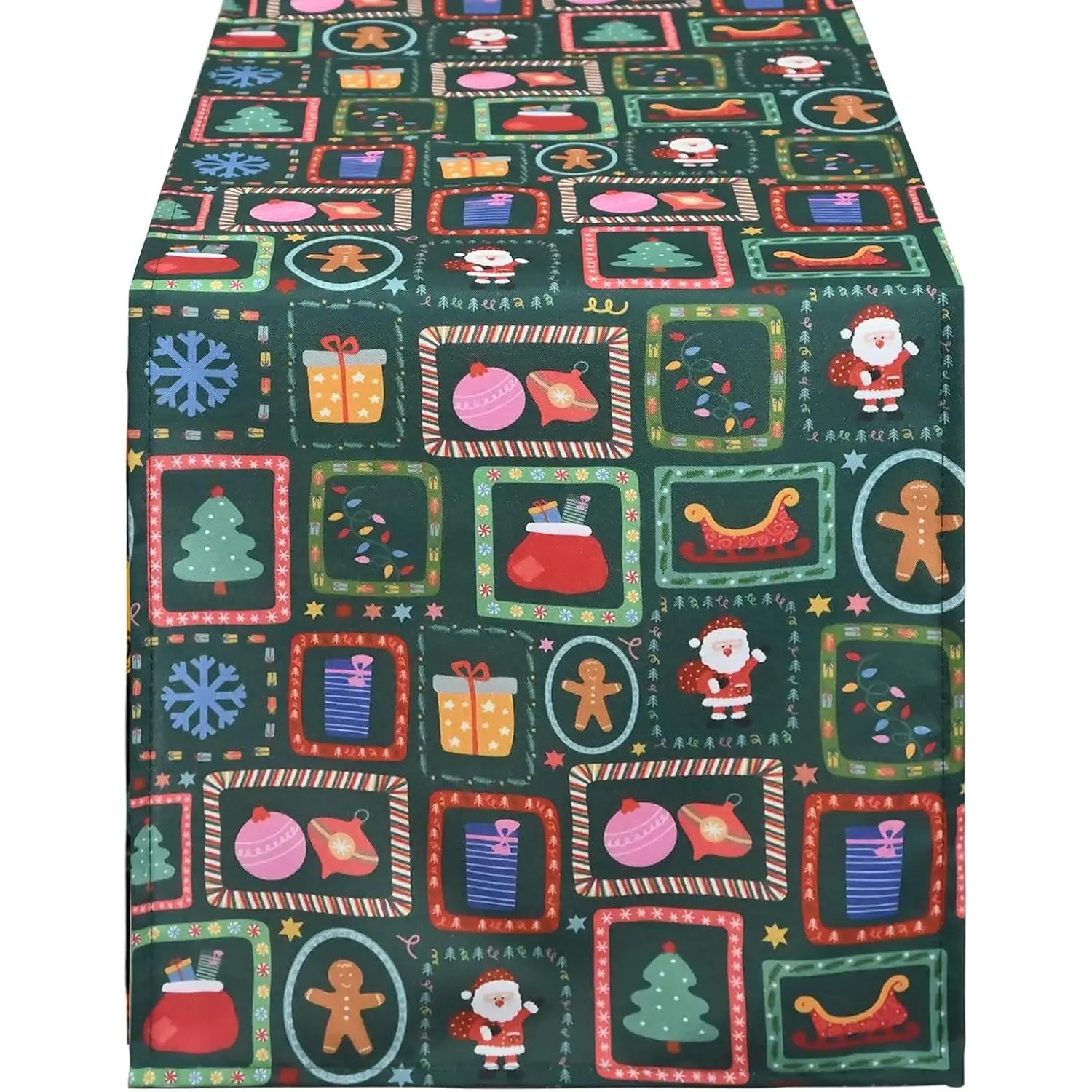 Christmas Table Runner Red with Reindeer and Snowflake Geometric , Decorative  Table Decorations for Kitchen Dining, Indoor Outdoor Dinner Party Holiday Decor