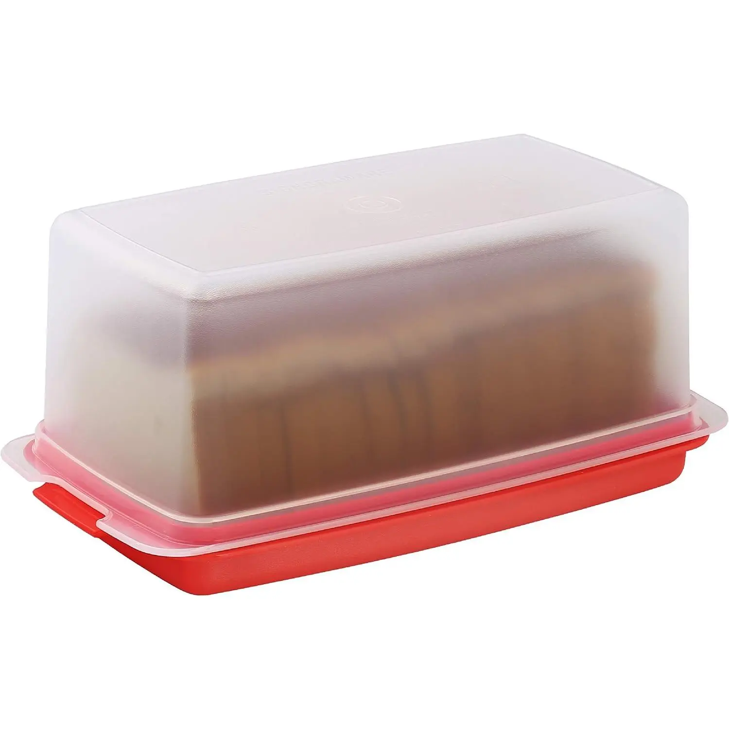 Bread Box - Use Bread Holder/Airtight Plastic  Storage Container for Dry or  Foods -2 in 1 Bread Bin- Loaf Cake Keeper/Baked Goods -Keeps Bread - Red and Clear Cover - (Red)