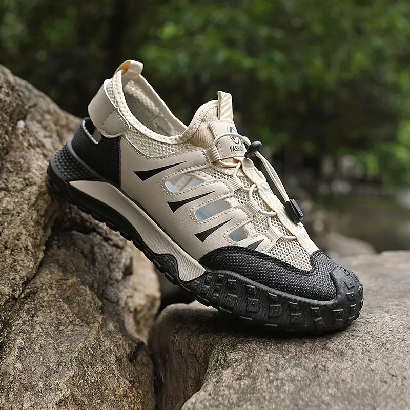 Bdhjydb Men's Plain PU Leather Fisherman Sandals, Breathable Lace-up Closed-Toe Wading Shoes for All Seasons Outdoor Sports, Male, Pu Sole, Synthetic Pu