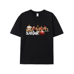 Slam Dunk Vintage Anime Graphic Black Tee | Retro Basketball Streetwear T-shirt for Fans