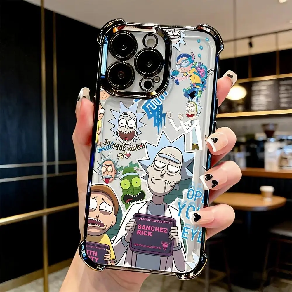 Fun Rick And Morty Personalized Phone Case - Colorful Transparent Soft Back Cover with Protection & Drop Resistance, Compatible with iPhone 11/12/13/14/15/16/17, Pro/Max/Plus Mobile Phone Accessories, Animal
