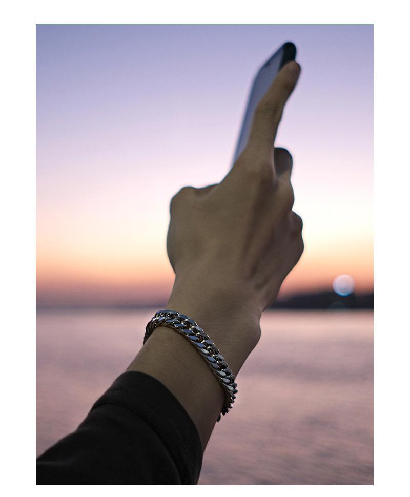 Cuban chain bracelet men's hip-hop high street accessories hiphop cold trendy cool titanium steel couple jewelry