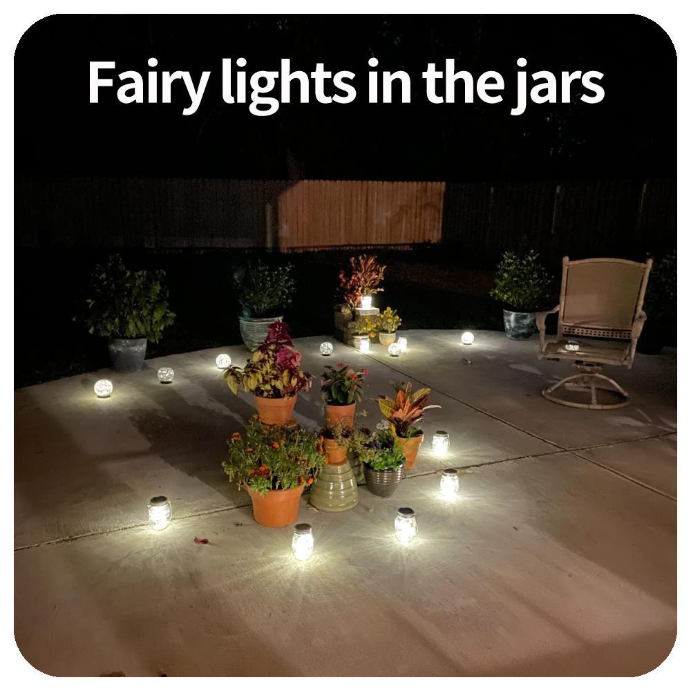 Solar Powered Mason Jar Light, LED String Light, Waterproof Mason Jar Light with Hanger, Outdoor Decorative Light for Garden, Patio, Roof Deck, Fence