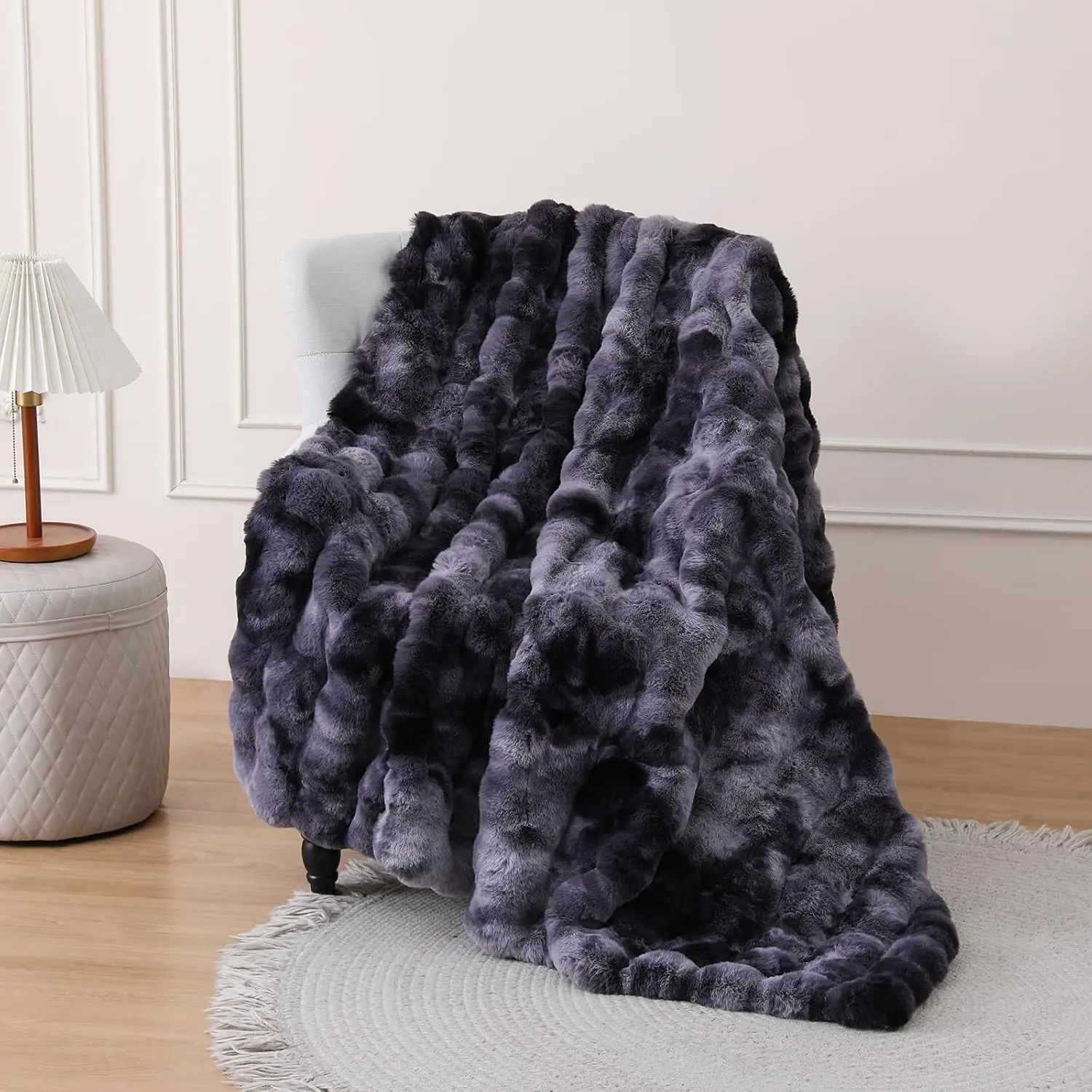 Super Comfort  Warm Thick Bubble Luxury Plush  Faux  Throw Blanket,  Blanket,Soft Cozy Blanket for Couch Chair Bed Sofa Living Room (Tie-Dye Black, 60inX80in)