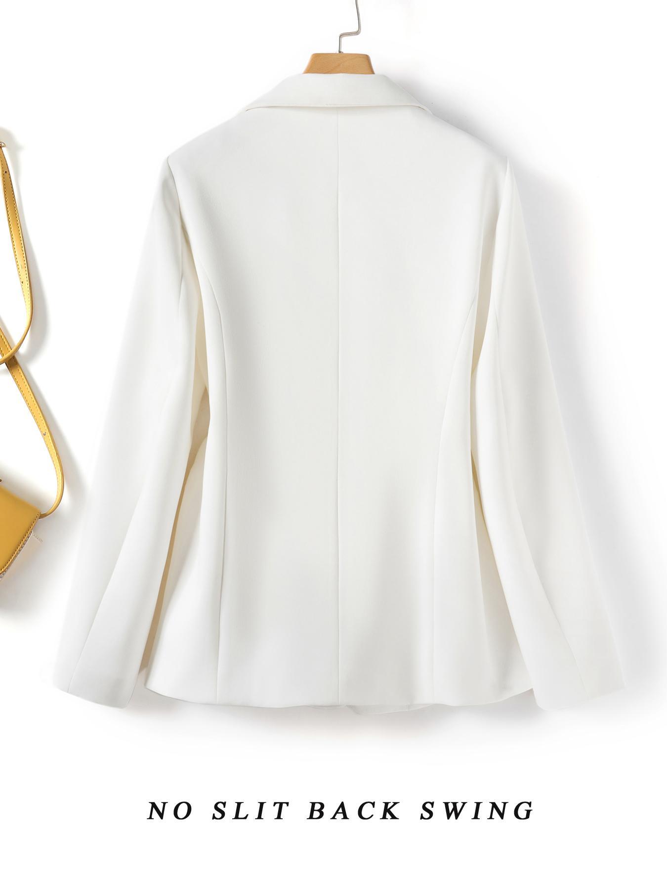 Women's Button Front Blazer Jacket, Slim Fit Long Sleeve Coat, Office Style, Spring & Fall Fashion, Plain Design with Pockets