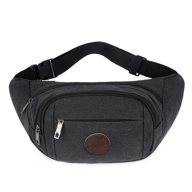 canvas mobile phone fanny pack men's large-capacity multi-functional bag diagonal span dual-purpose breast bag business wallet