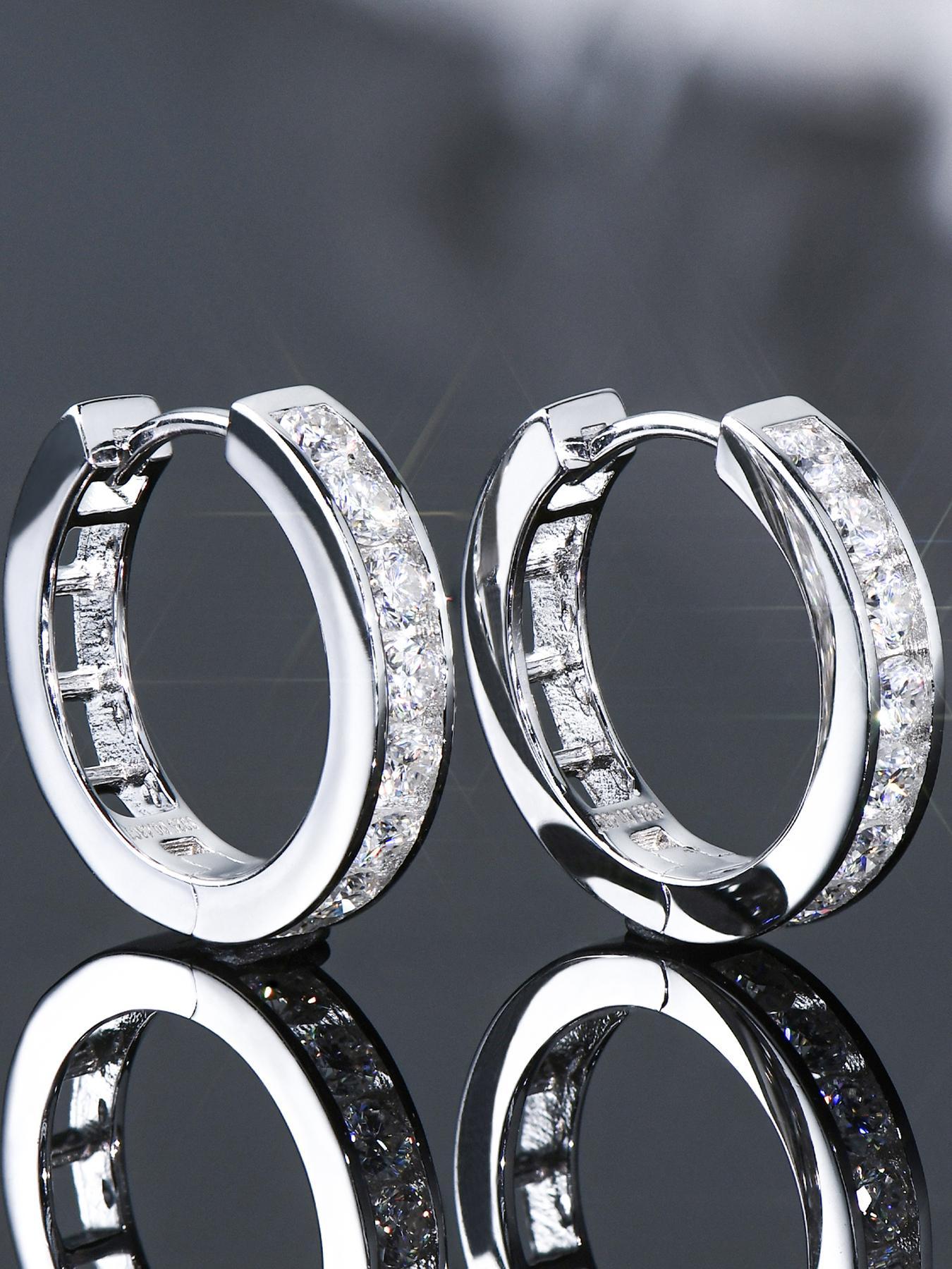 S925 Sterling Silver 0.96 Carat Synthetic Moissanite Earrings, Luxury Gorgeous Earrings for Women & Girls, Trendy All-match Jewelry for Birthday Gift