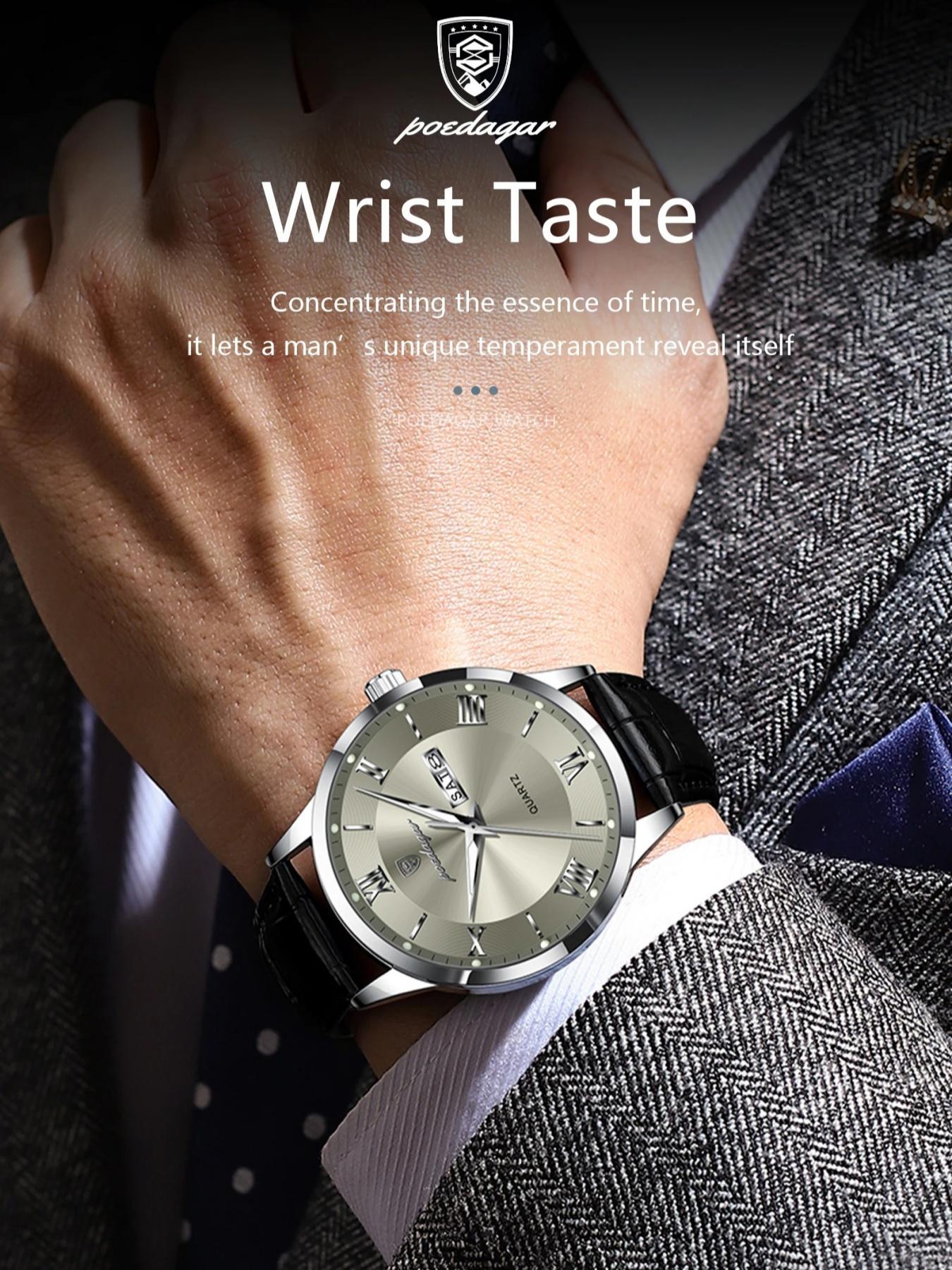 Men's Business Fashion Round Dial Analog Quartz Watch, Fashion Watch for Party, Daily Clothing Decor, Trendy All-match & Exquisite Watch for Birthday Gift with Box, Business Fashion Watches