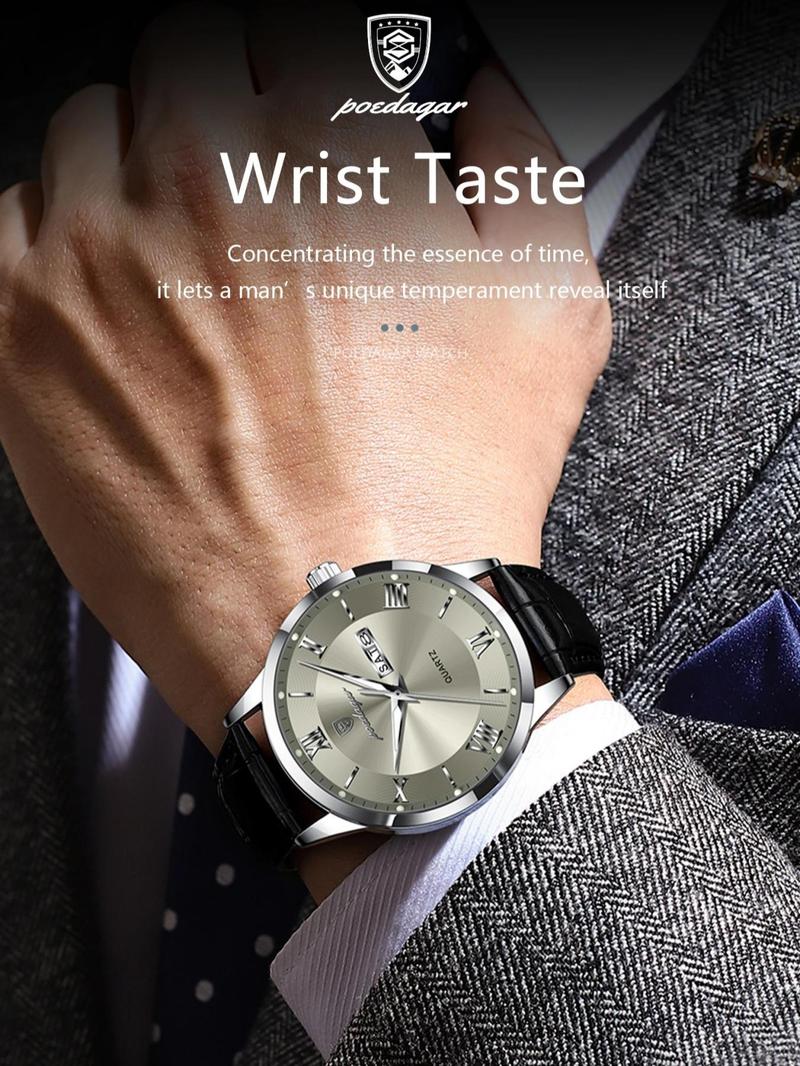 Men's Business Fashion Round Dial Analog Quartz Watch, Fashion Watch for Party, Daily Clothing Decor, Trendy All-match & Exquisite Watch for Birthday Gift with Box, Business Fashion Watches