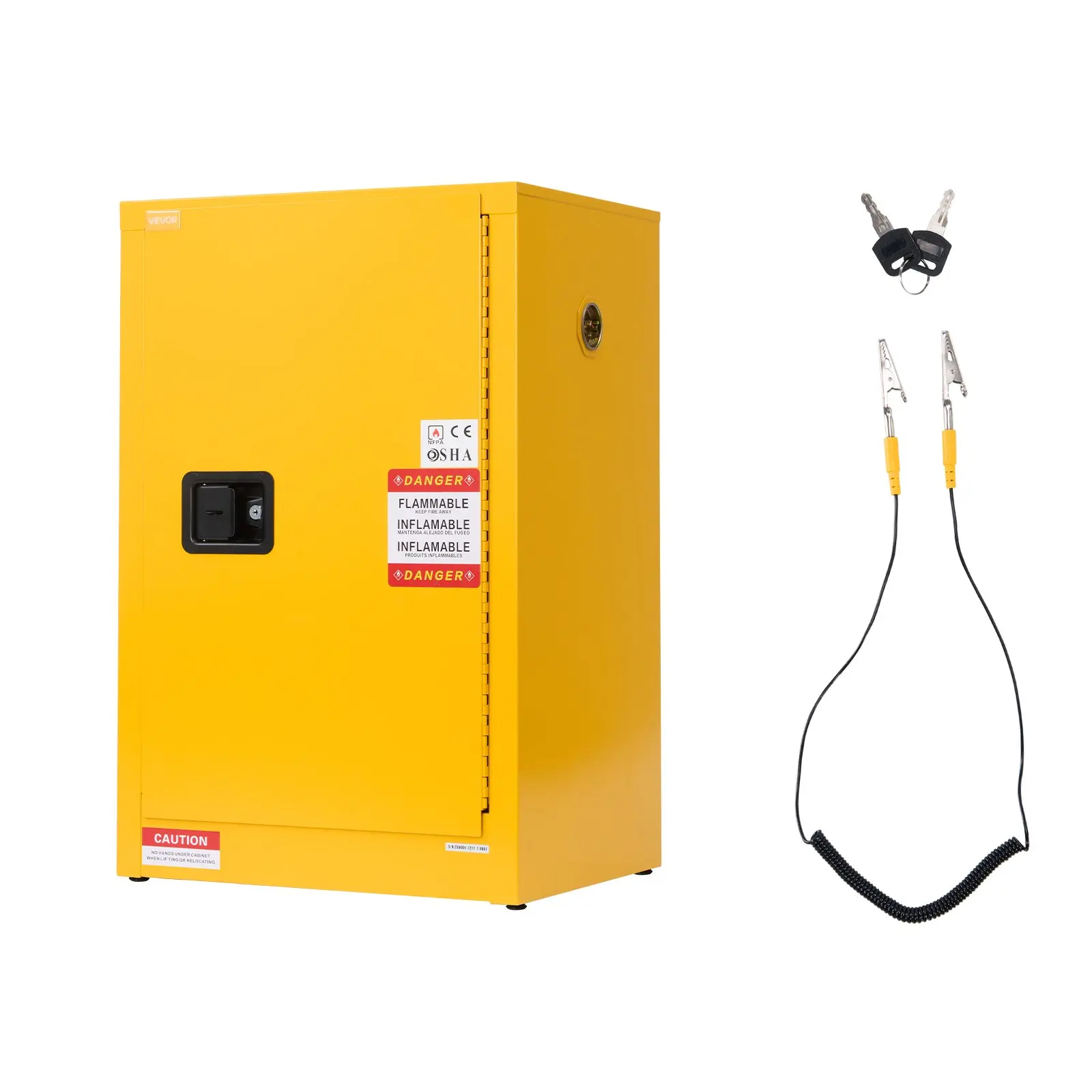 Flammable Cabinet, 23.2x 18.1x 35.4 Inch, 13 Gallon Flammable Storage Cabinet with Adjustable Shelf, Cold-Rolled and Galvanized Steel Fire Cabinets, for Commercial Industrial Home Use, Yellow