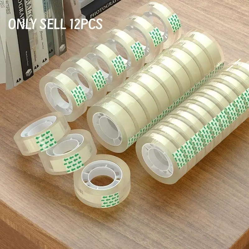 12 Rolls set Transparent Tape (2500cm), Heavy Duty Tape, Super Strong Adhesive, Compatible with Cutter, Ideal for Gift Wrapping, Office, DIY, Moving, Self Adhesive Strip, Strong Adhesion