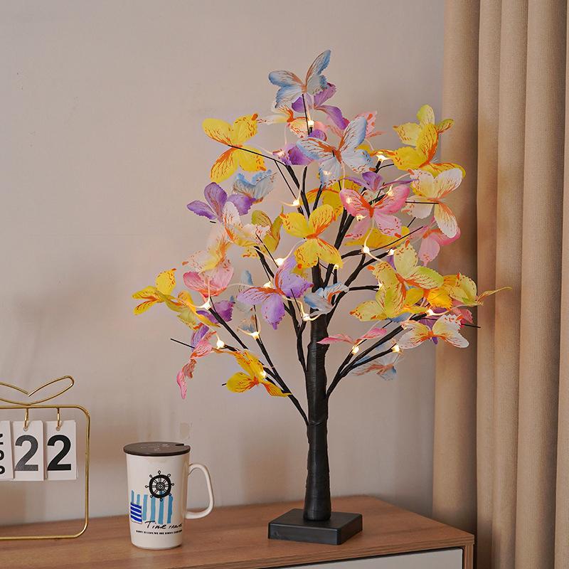SHENZHI TECH Butterfly Flower Tree Shaped Night Light, 1 Count USB Powered LED Tabletop Lamp, Decorative Night Light for Home Bedroom Living Room