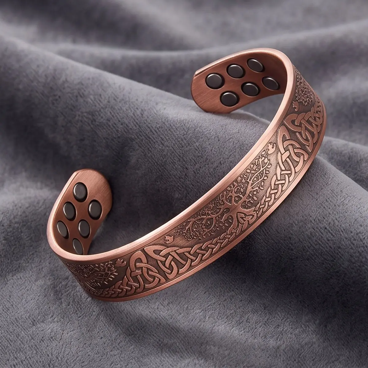 99.99% Pure Copper Tree of Life Magnetic Cuff Bangle, Adjustable Bracelet with 18 Magnets, Casual Trendy Bracelet for Women and Men